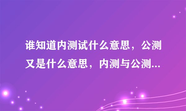谁知道内测试什么意思，公测又是什么意思，内测与公测之间有什么区别？