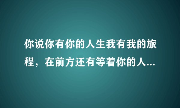你说你有你的人生我有我的旅程，在前方还有等着你的人是什么歌？