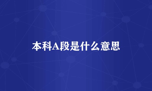 本科A段是什么意思