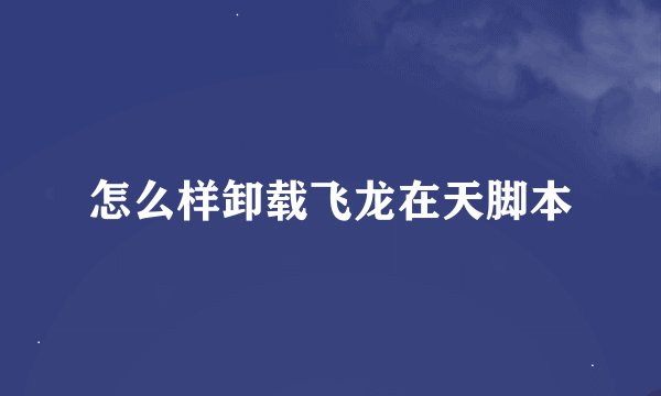 怎么样卸载飞龙在天脚本