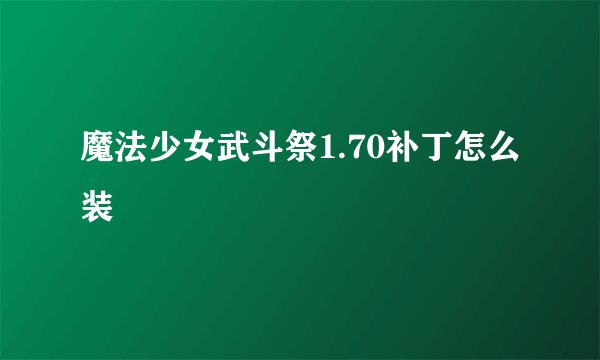 魔法少女武斗祭1.70补丁怎么装