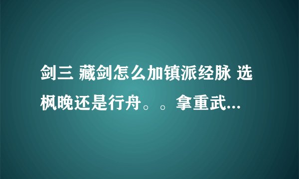 剑三 藏剑怎么加镇派经脉 选枫晚还是行舟。。拿重武器还是轻武器？