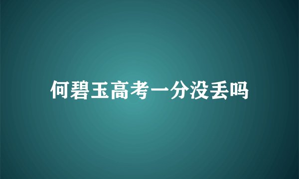 何碧玉高考一分没丢吗