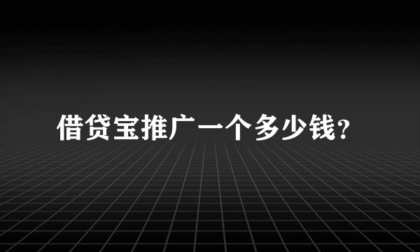 借贷宝推广一个多少钱？
