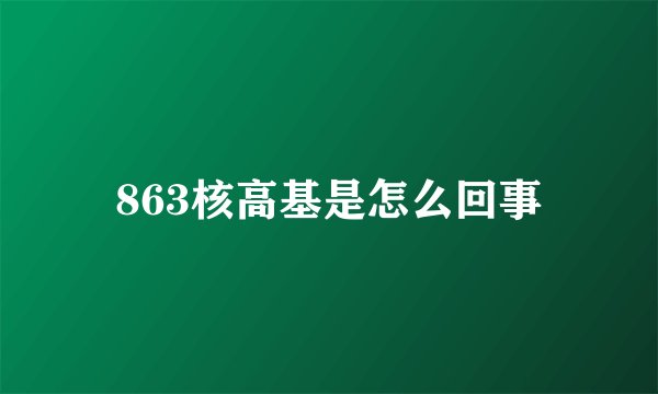 863核高基是怎么回事