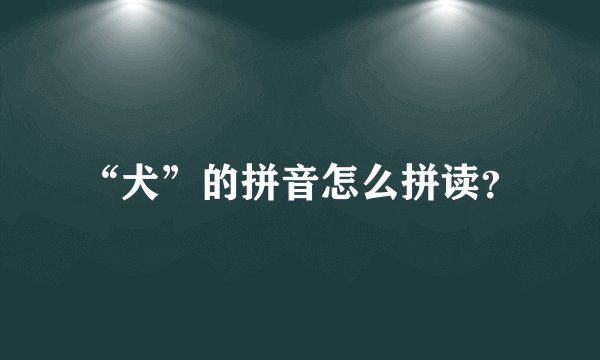 “犬”的拼音怎么拼读？