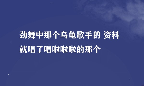 劲舞中那个乌龟歌手的 资料   就唱了唱啦啦啦的那个