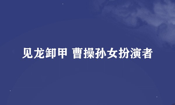 见龙卸甲 曹操孙女扮演者