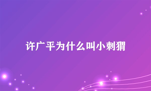 许广平为什么叫小刺猬
