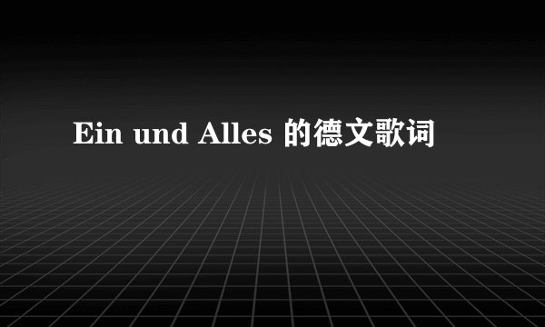 Ein und Alles 的德文歌词