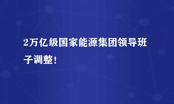 2万亿级国家能源集团领导班子调整！