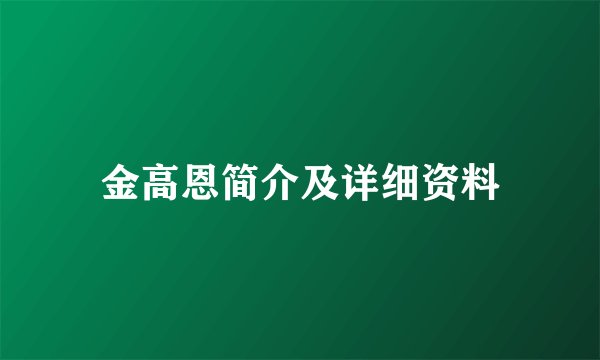 金高恩简介及详细资料