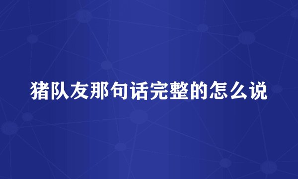 猪队友那句话完整的怎么说