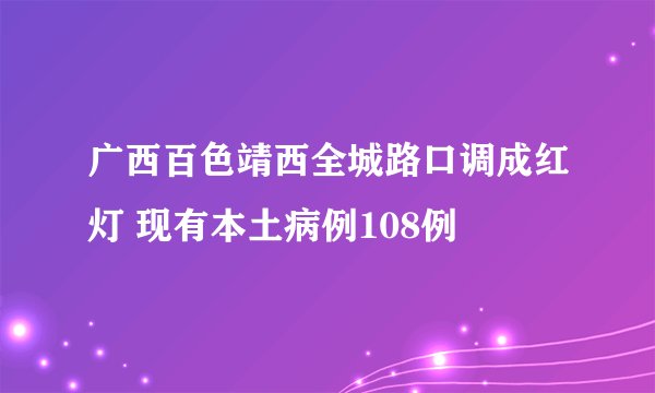 广西百色靖西全城路口调成红灯 现有本土病例108例
