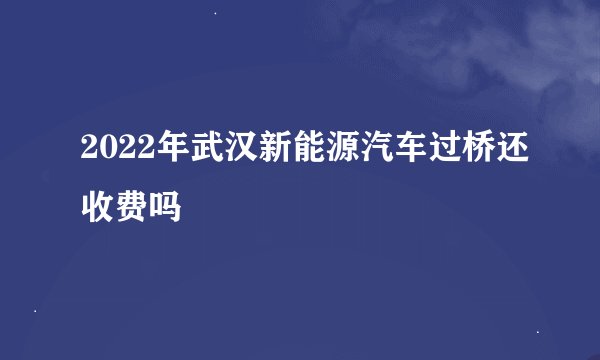2022年武汉新能源汽车过桥还收费吗