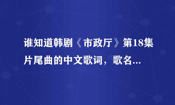 谁知道韩剧《市政厅》第18集片尾曲的中文歌词，歌名好像叫《爱你，就是爱你》