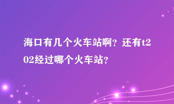海口有几个火车站啊？还有t202经过哪个火车站？