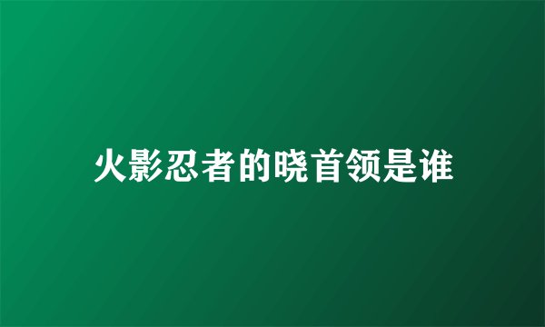 火影忍者的晓首领是谁