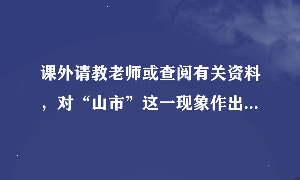 课外请教老师或查阅有关资料，对“山市”这一现象作出科学的解释