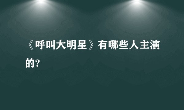 《呼叫大明星》有哪些人主演的?