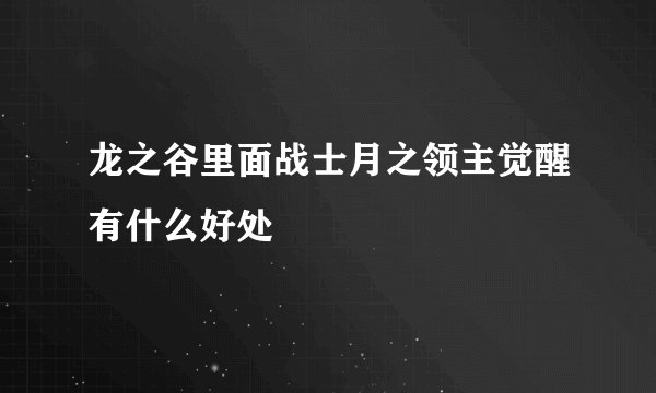 龙之谷里面战士月之领主觉醒有什么好处