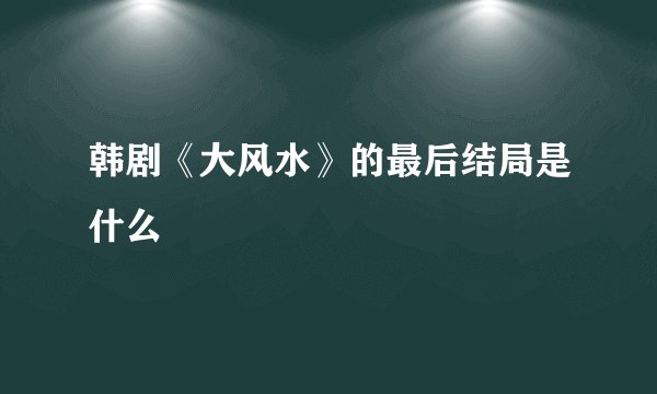 韩剧《大风水》的最后结局是什么