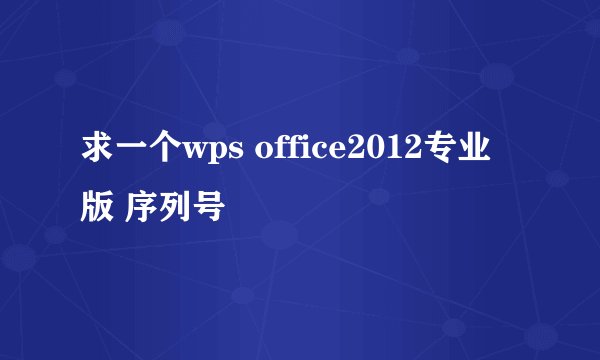 求一个wps office2012专业版 序列号