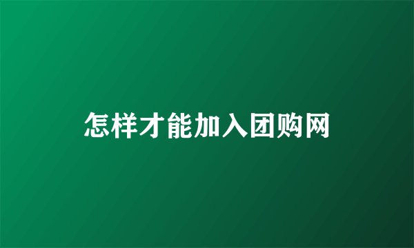 怎样才能加入团购网