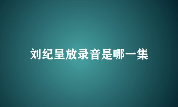 刘纪呈放录音是哪一集