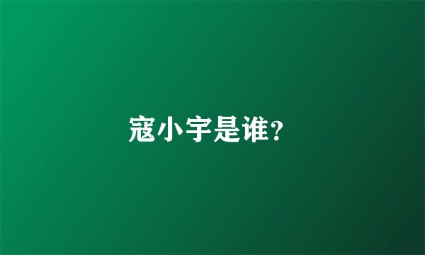 寇小宇是谁？
