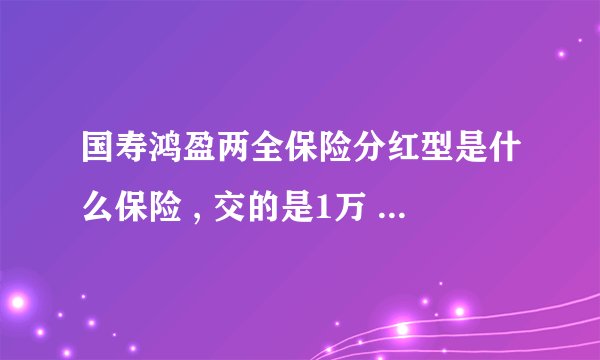 国寿鸿盈两全保险分红型是什么保险 , 交的是1万 ,6年 ， 是什么意思呢 ? 它的分红时间是好久呢 ?