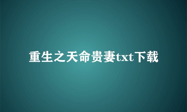 重生之天命贵妻txt下载