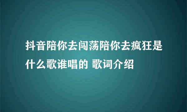 抖音陪你去闯荡陪你去疯狂是什么歌谁唱的 歌词介绍