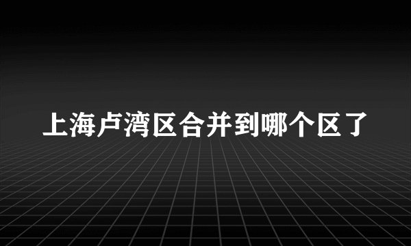 上海卢湾区合并到哪个区了