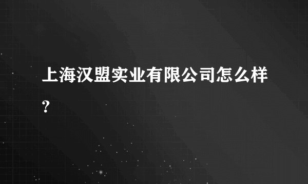 上海汉盟实业有限公司怎么样？