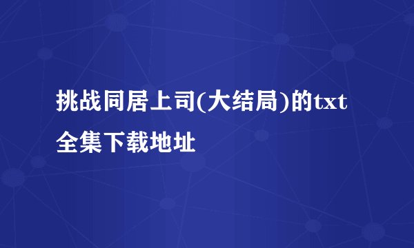 挑战同居上司(大结局)的txt全集下载地址