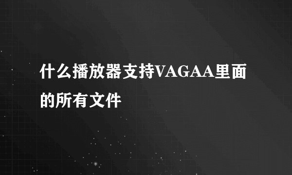 什么播放器支持VAGAA里面的所有文件