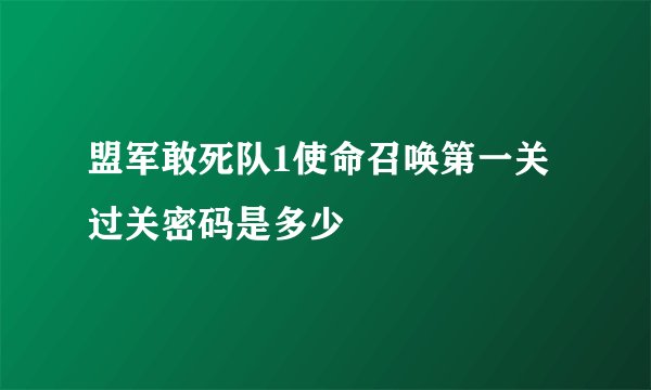 盟军敢死队1使命召唤第一关过关密码是多少