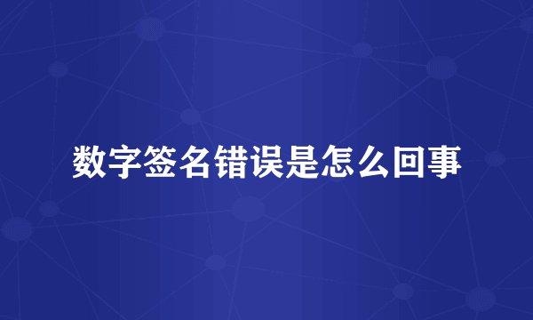 数字签名错误是怎么回事
