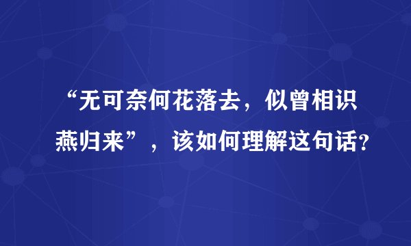 “无可奈何花落去，似曾相识燕归来”，该如何理解这句话？