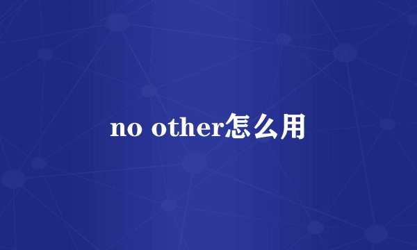 no other怎么用