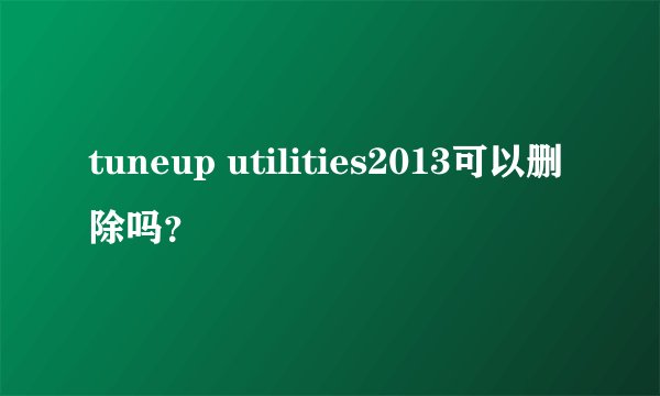 tuneup utilities2013可以删除吗？