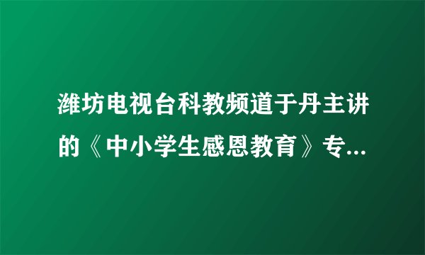 潍坊电视台科教频道于丹主讲的《中小学生感恩教育》专题讲座600字体会