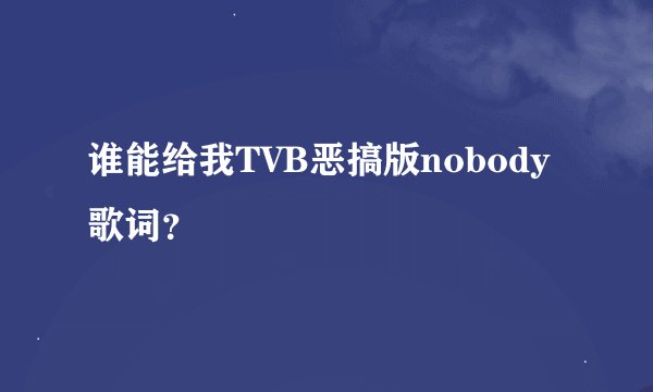 谁能给我TVB恶搞版nobody歌词？