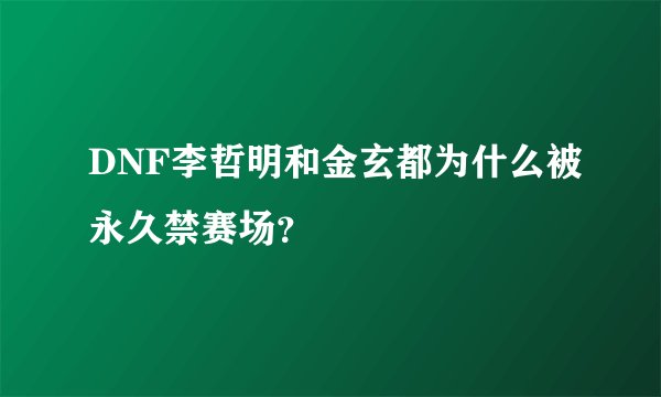 DNF李哲明和金玄都为什么被永久禁赛场？