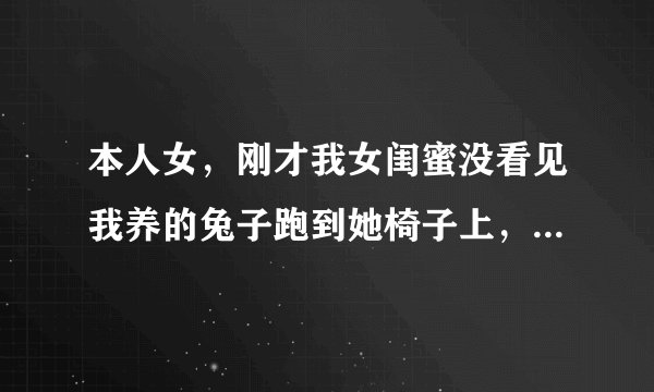 本人女，刚才我女闺蜜没看见我养的兔子跑到她椅子上，她一屁股坐兔子身上了，等她起身后兔子变成了肉饼，