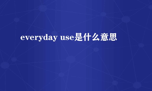 everyday use是什么意思