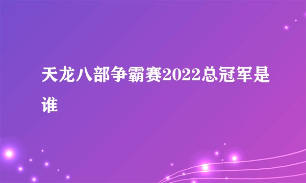 天龙八部争霸赛2022总冠军是谁