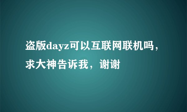 盗版dayz可以互联网联机吗，求大神告诉我，谢谢