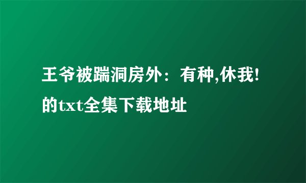 王爷被踹洞房外：有种,休我!的txt全集下载地址